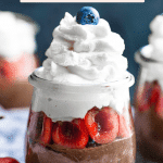 chocolate mousse in a glass jar with coconut cream