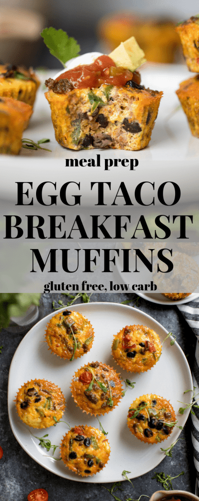 egg taco breakfast muffins on a white plate
