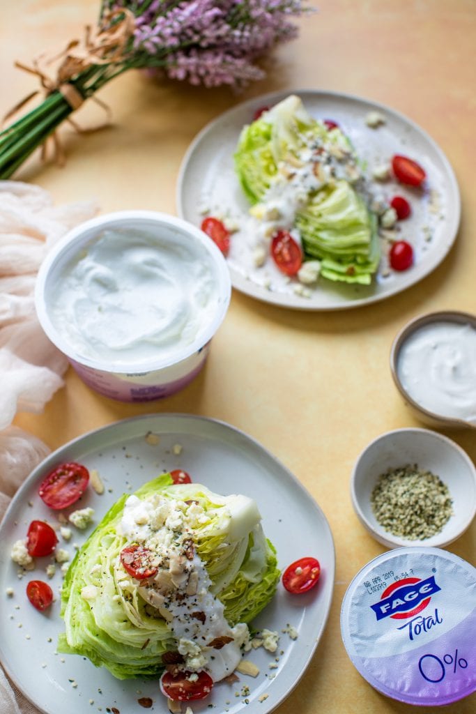 wedge salad on a white plate
