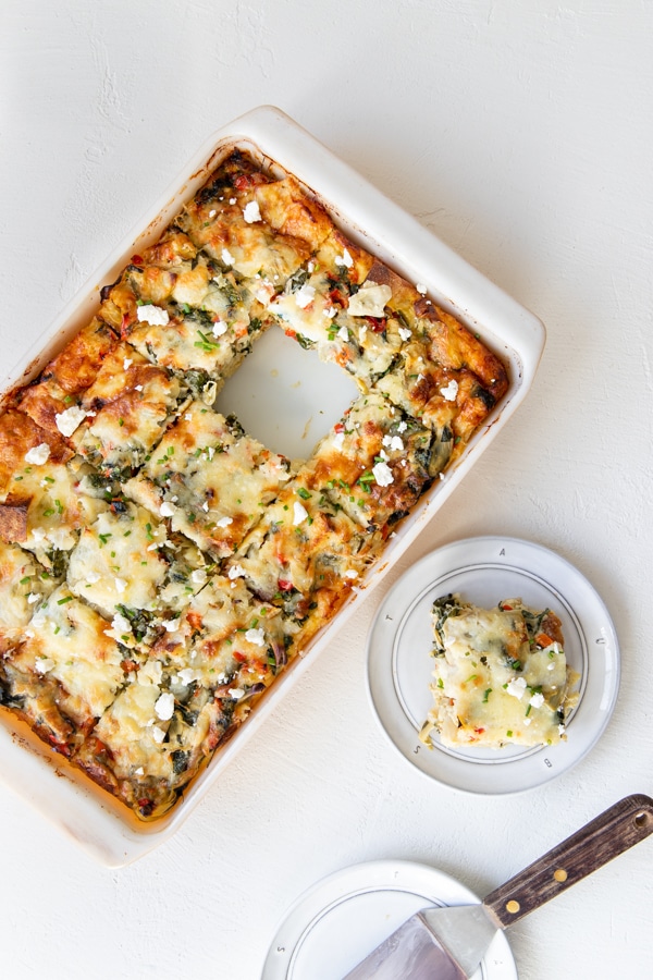 an egg bake in a casserole dish