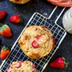 strawberry banana muffins on a potato grater