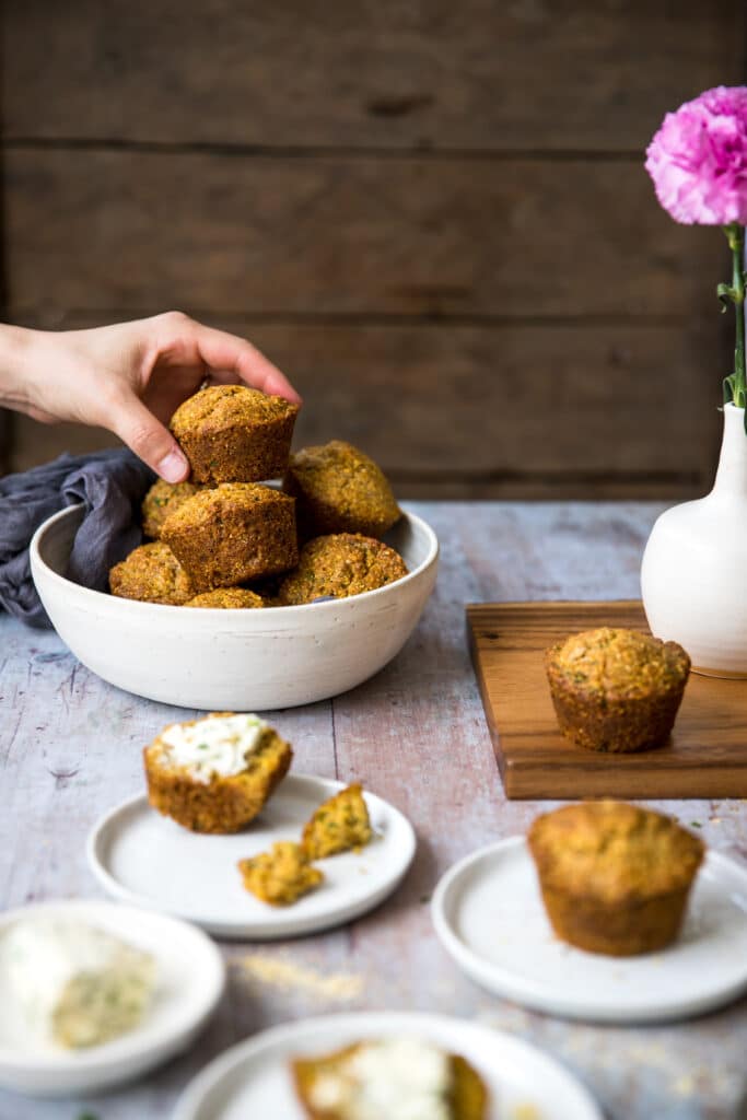 cornbread muffins on a table