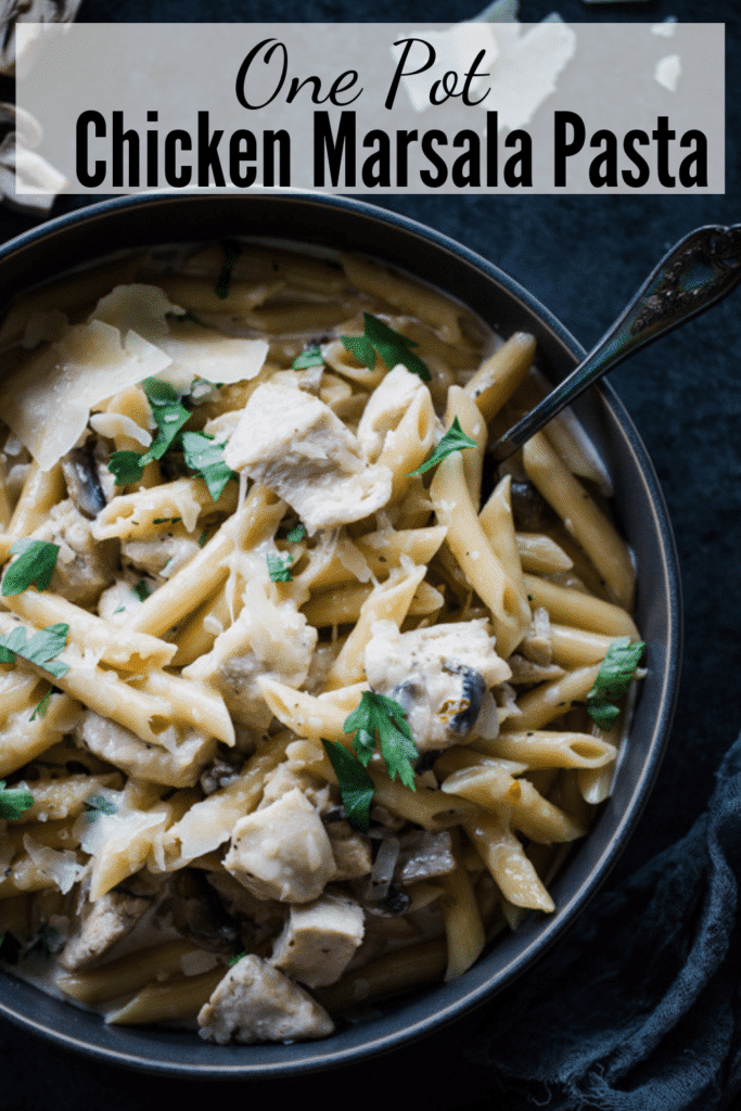 chicken and penne noodles in a bowl