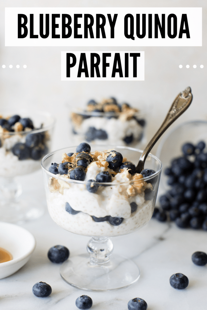 a blueberry parfait in a parfait glass