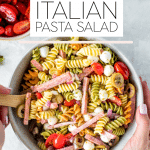 Italian Pasta Salad in a large glass bowl