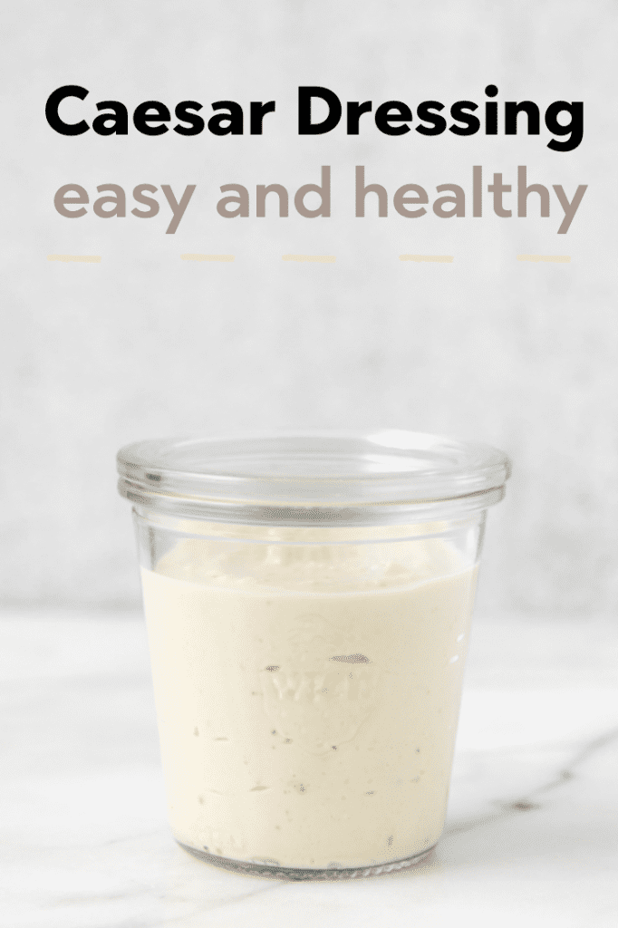 Caesar salad dressing in a glass jar