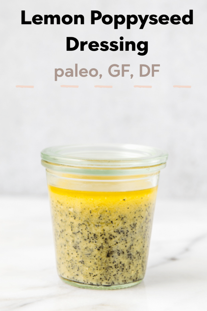 Lemon Poppyseed salad dressing in a glass jar