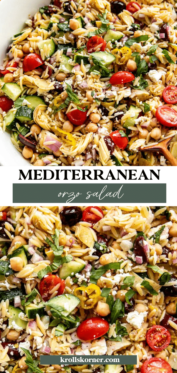 Mediterranean Orzo Salad Recipe Vegan Krolls Korner