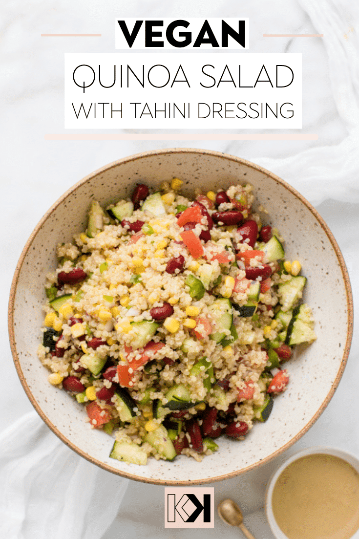 Vegan Quinoa Salad with Tahini Dressing - Kroll's Korner