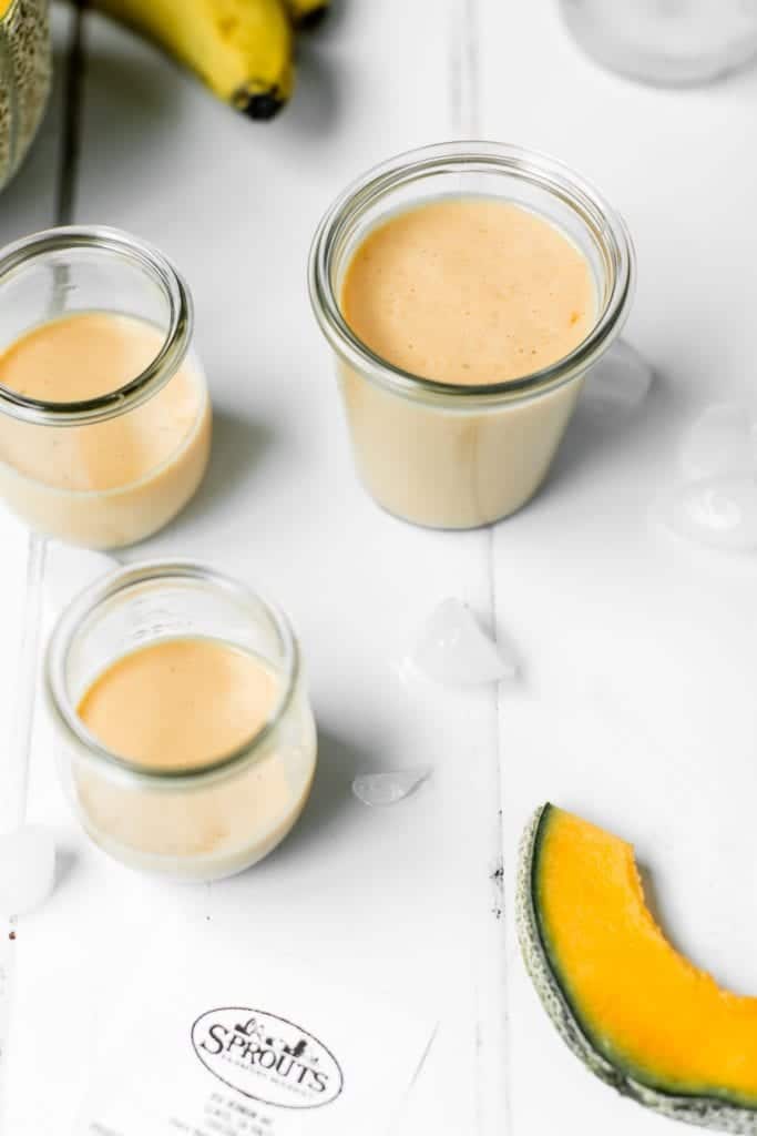 melon smoothie in a glass jar