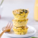 egg muffins stacked on a white plate