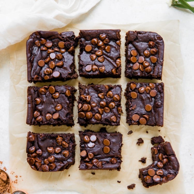 black bean brownies on parchment paper