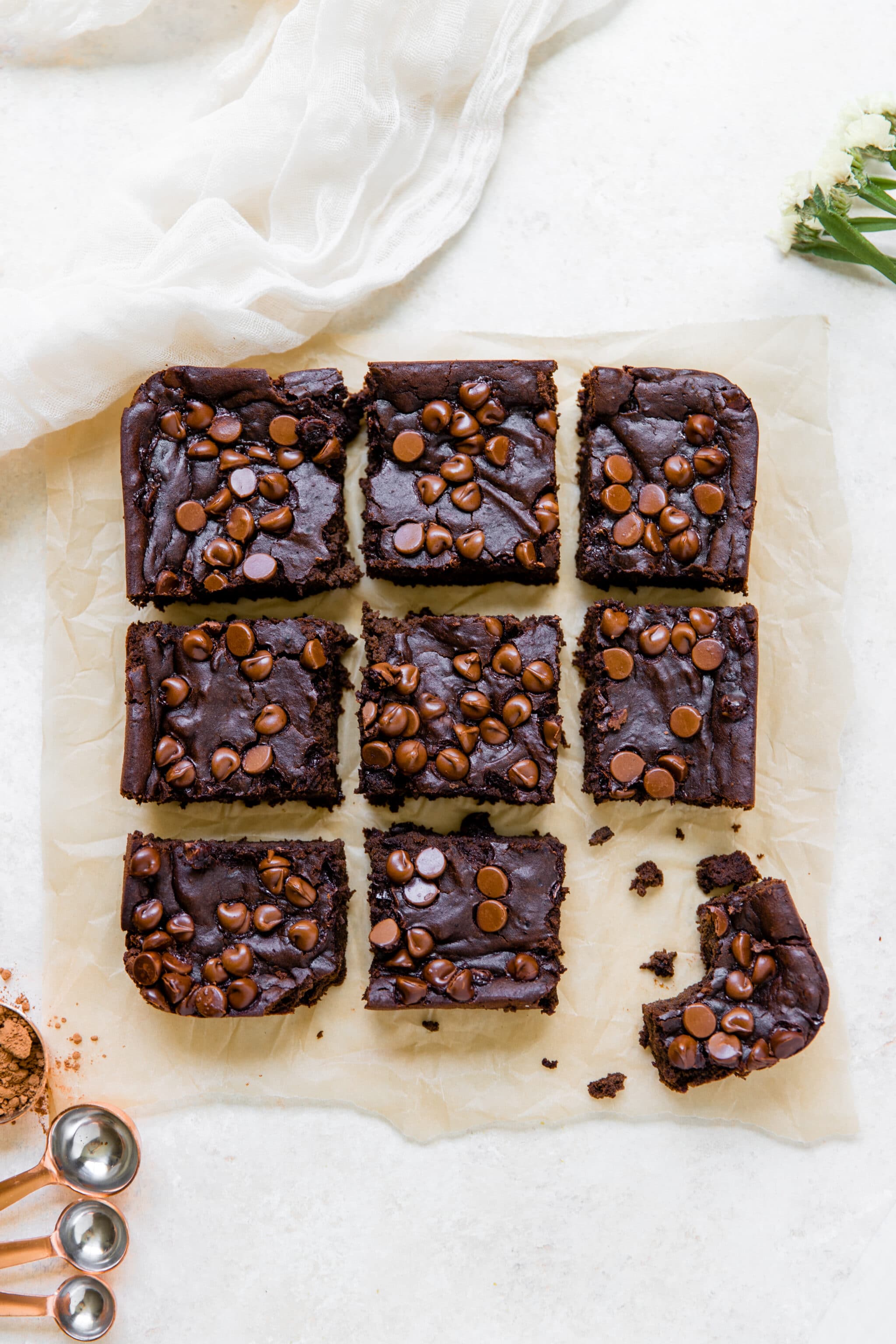 black bean brownies on parchment paper