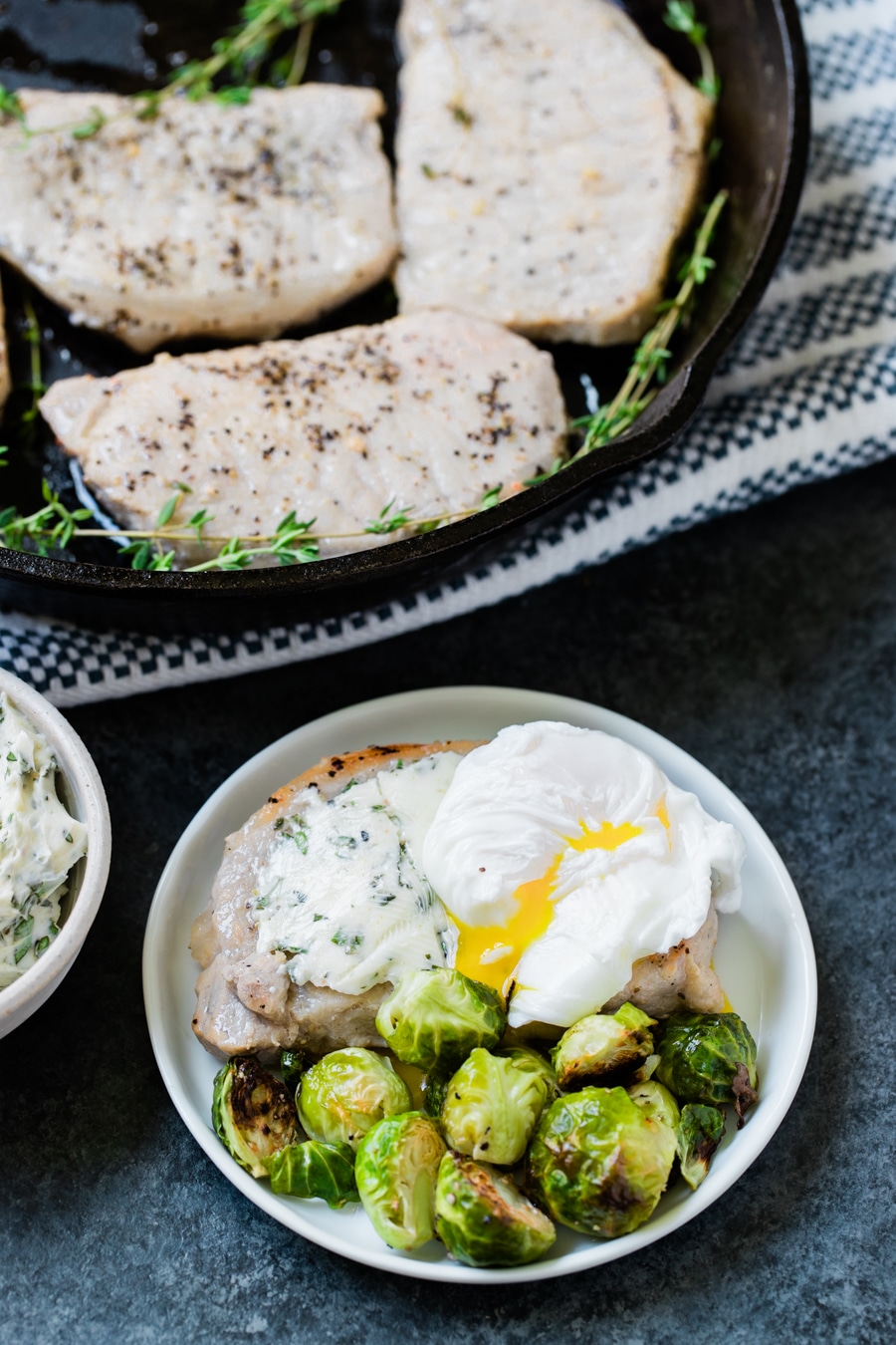 Pork Chops with Eggs and Basil Butter Kroll's Korner