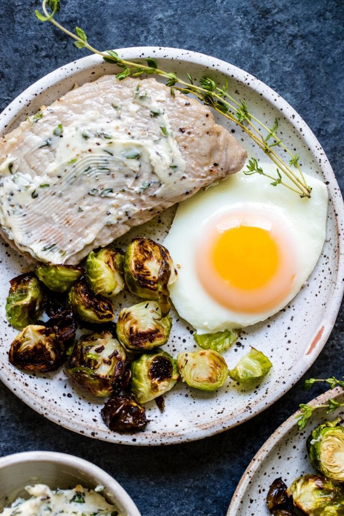 Pork Chops with Eggs and Basil Butter Kroll's Korner