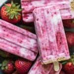 strawberry shortcake popsicle with vanilla wafer crust