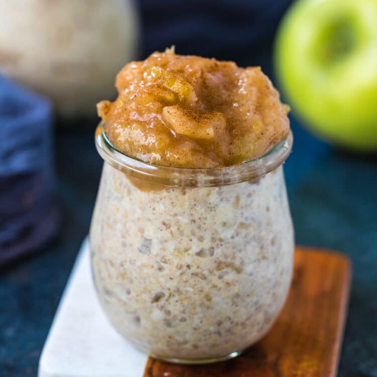 applesauce overnight oats in a glass jar