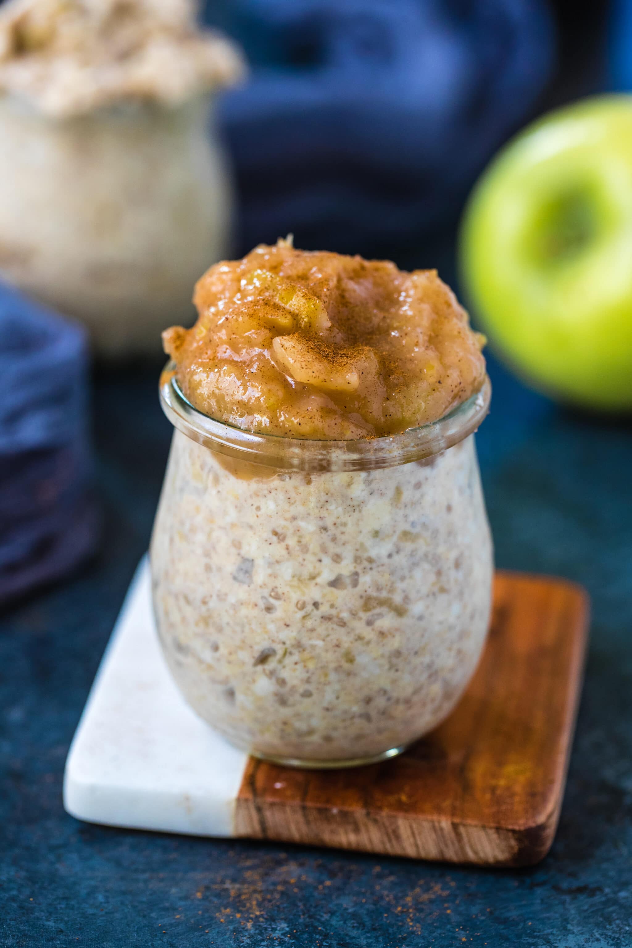 applesauce overnight oats in a glass jar
