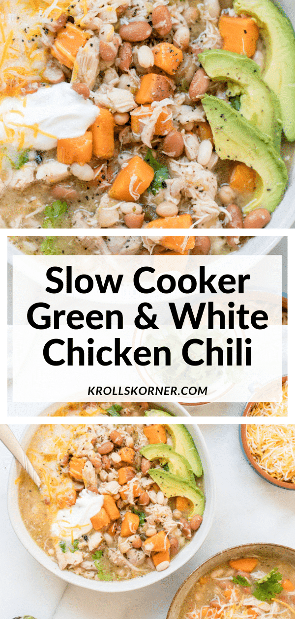 Slow Cooker Green and White Chicken Chili - Kroll's Korner
