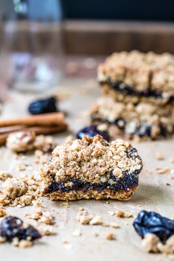 prune oatmeal bars on parchment paper 