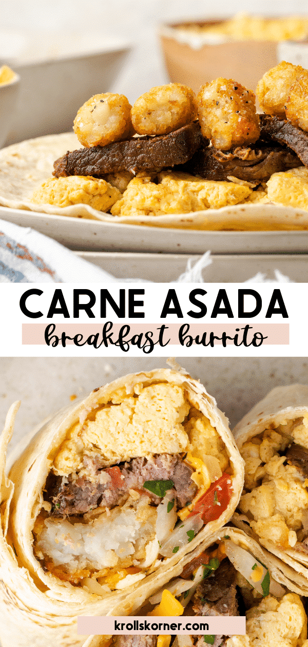 Carne Asada Breakfast Burrito (Freezer Friendly) Kroll's Korner
