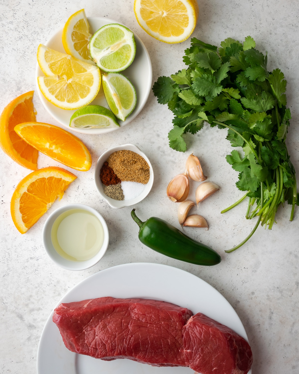 ingredients laid out to make a steak marinade 