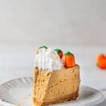 pumpkin cheesecake on a white plate