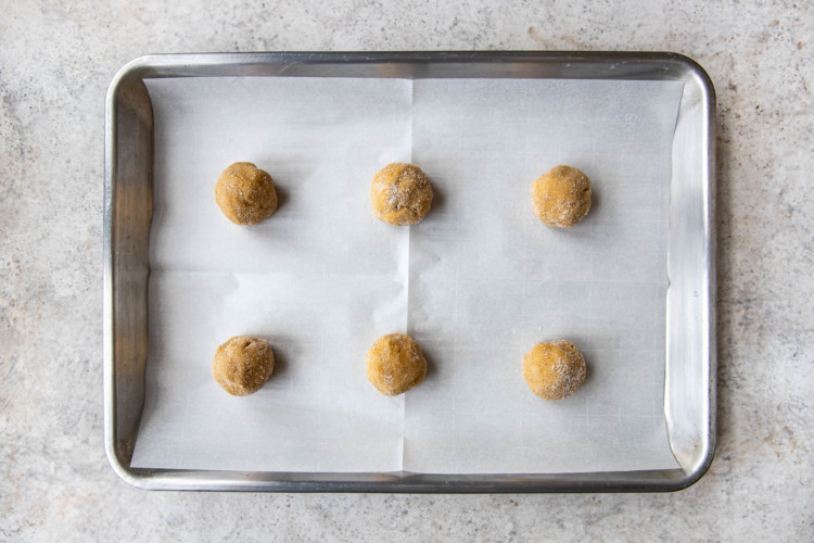 six balls of almond butter blossom cookie dough