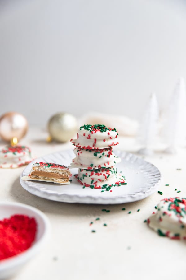 Ritz Cracker Cookie Coated in White Chocoalte (Christmas Cookie!)