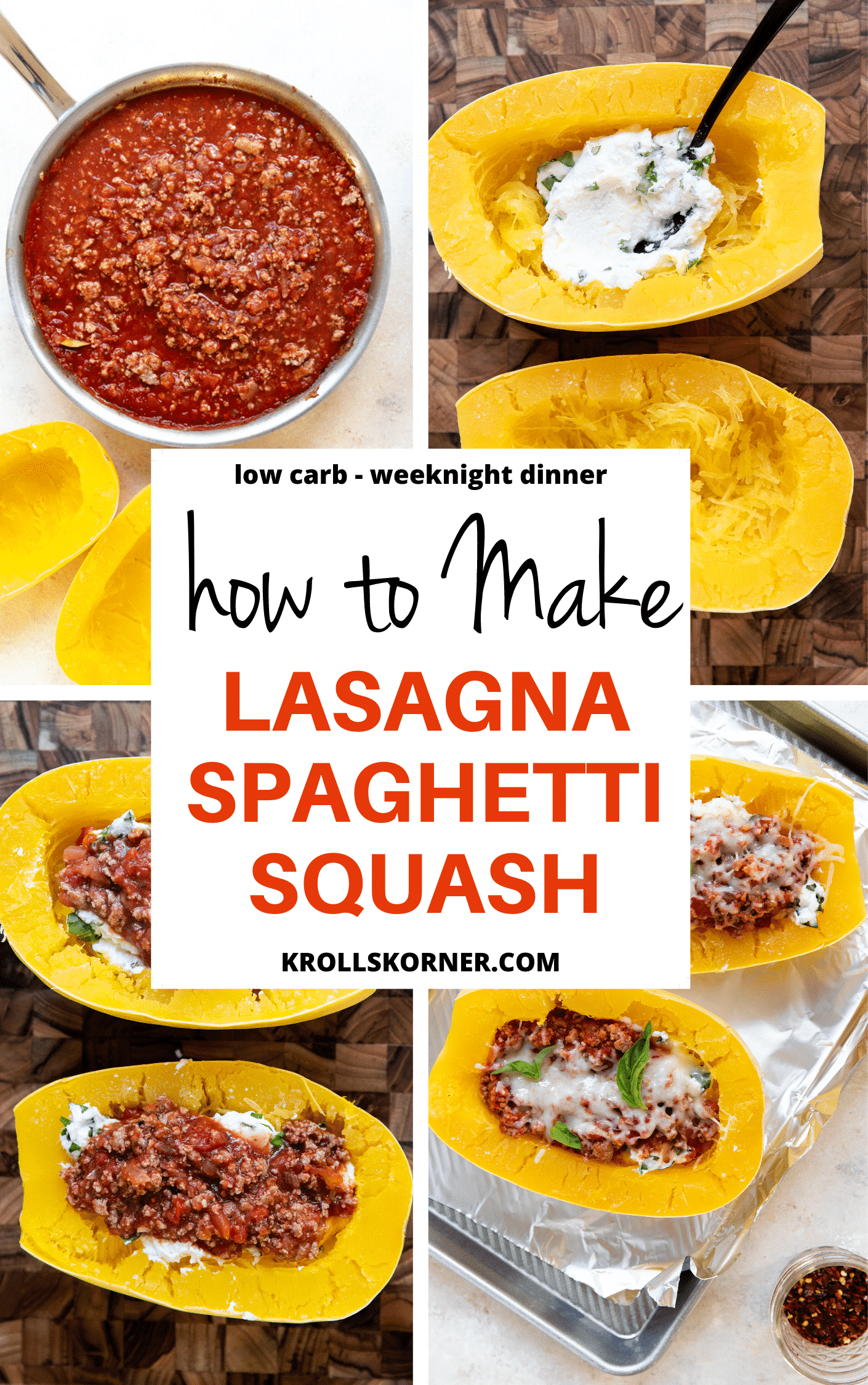 Lasagna Spaghetti Squash (Low Carb Dinner) - Kroll's Korner