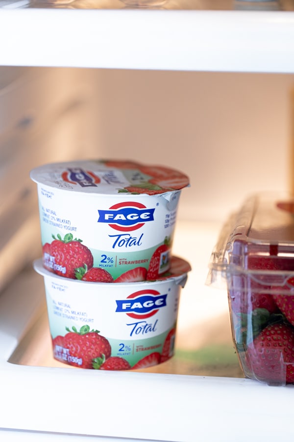 yogurt in a fridge