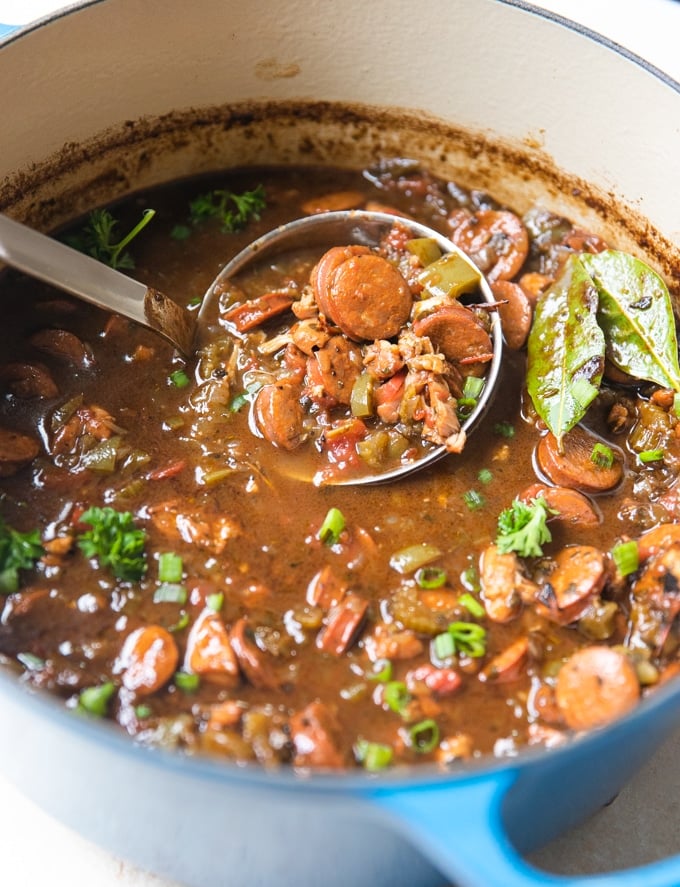 Chicken and Sausage Gumbo (Dark Roux) Kroll's Korner