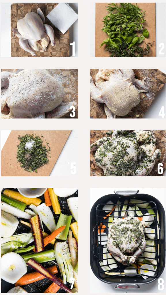 step by step photos of how to prepare a chicken to be roasted
