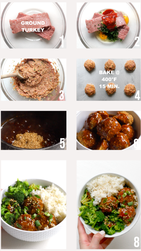 step by step photos of how to make sriracha ground turkey meatballs