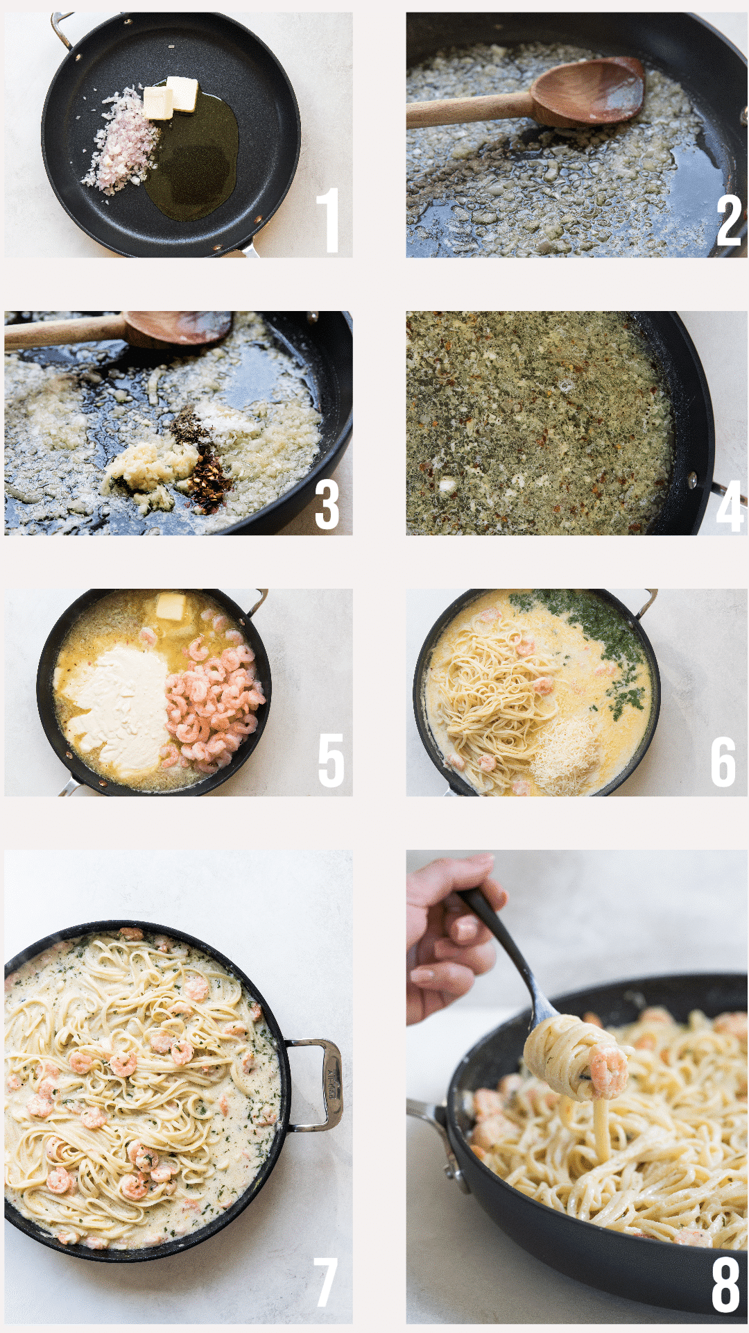 step by step photos of how to make shrimp scampi alfredo