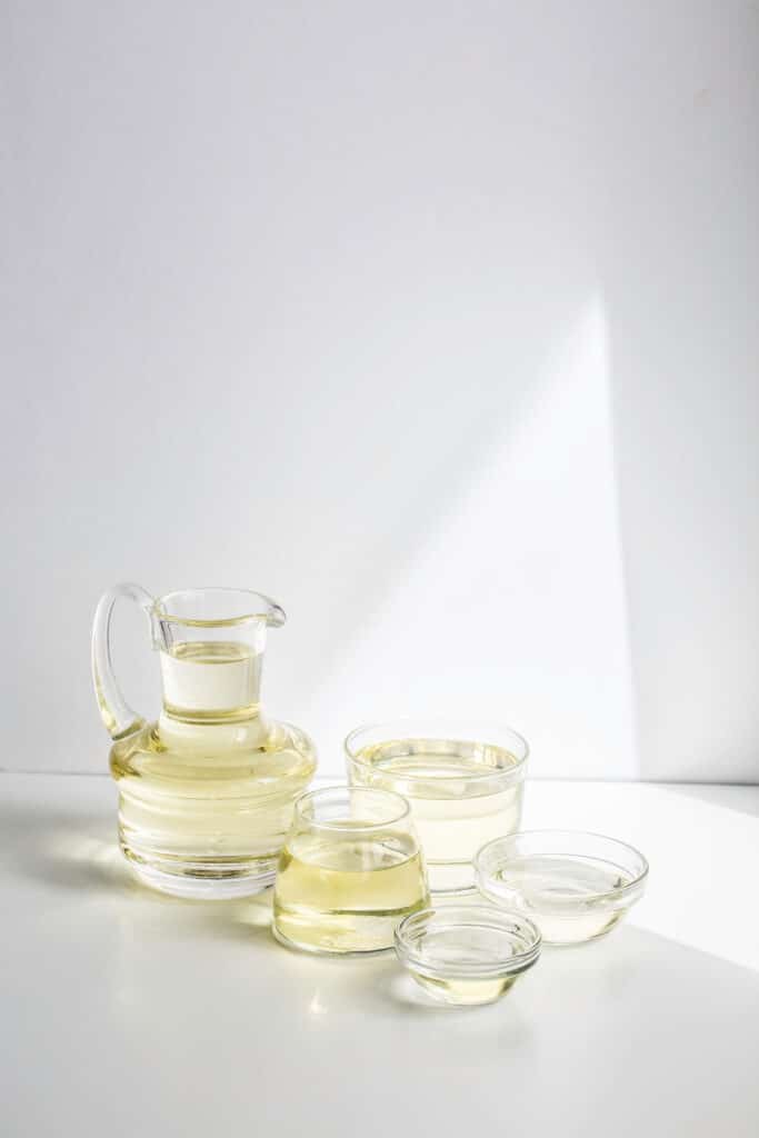 glass containers filled with soybean oil