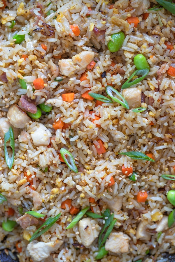 chicken fried rice with scallions
