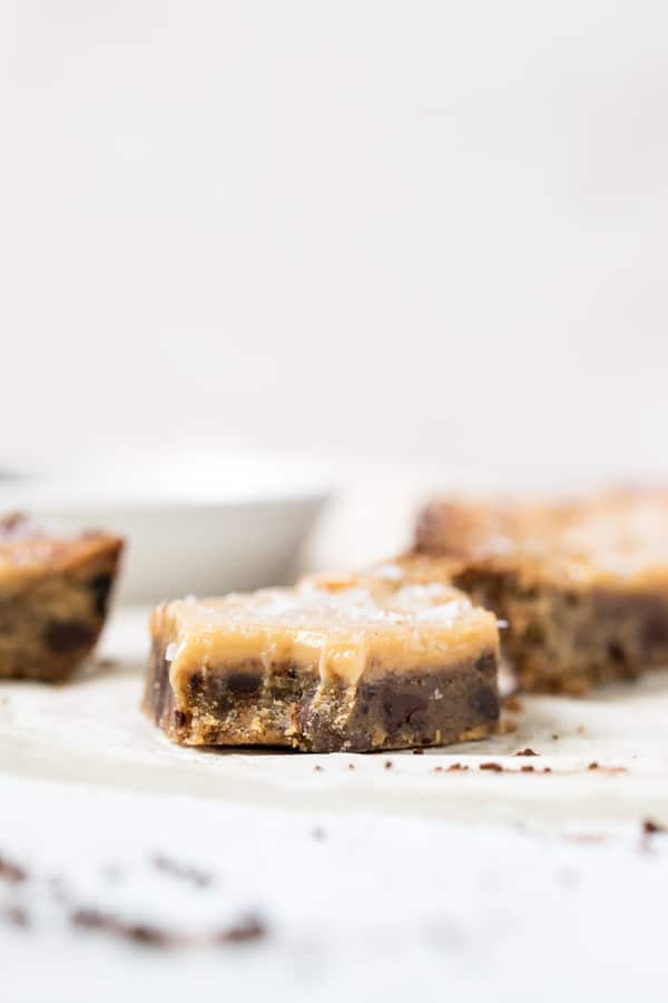 coffee toffee bars on parchment paper 