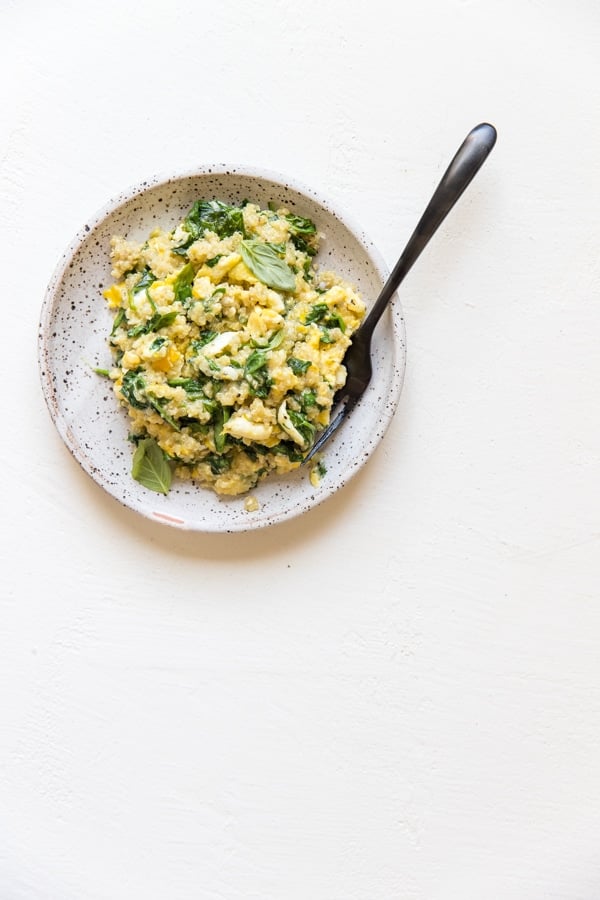 quinoa and eggs on a plate