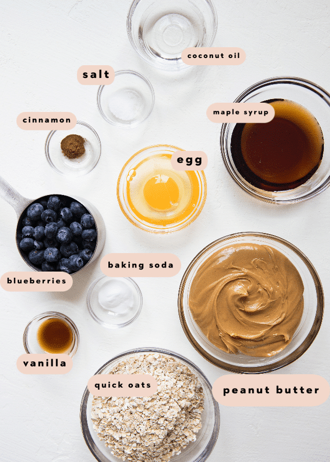 ingredients needed to make peanut butter blueberry cookies