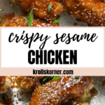 crispy sesame chicken on a sheet pan