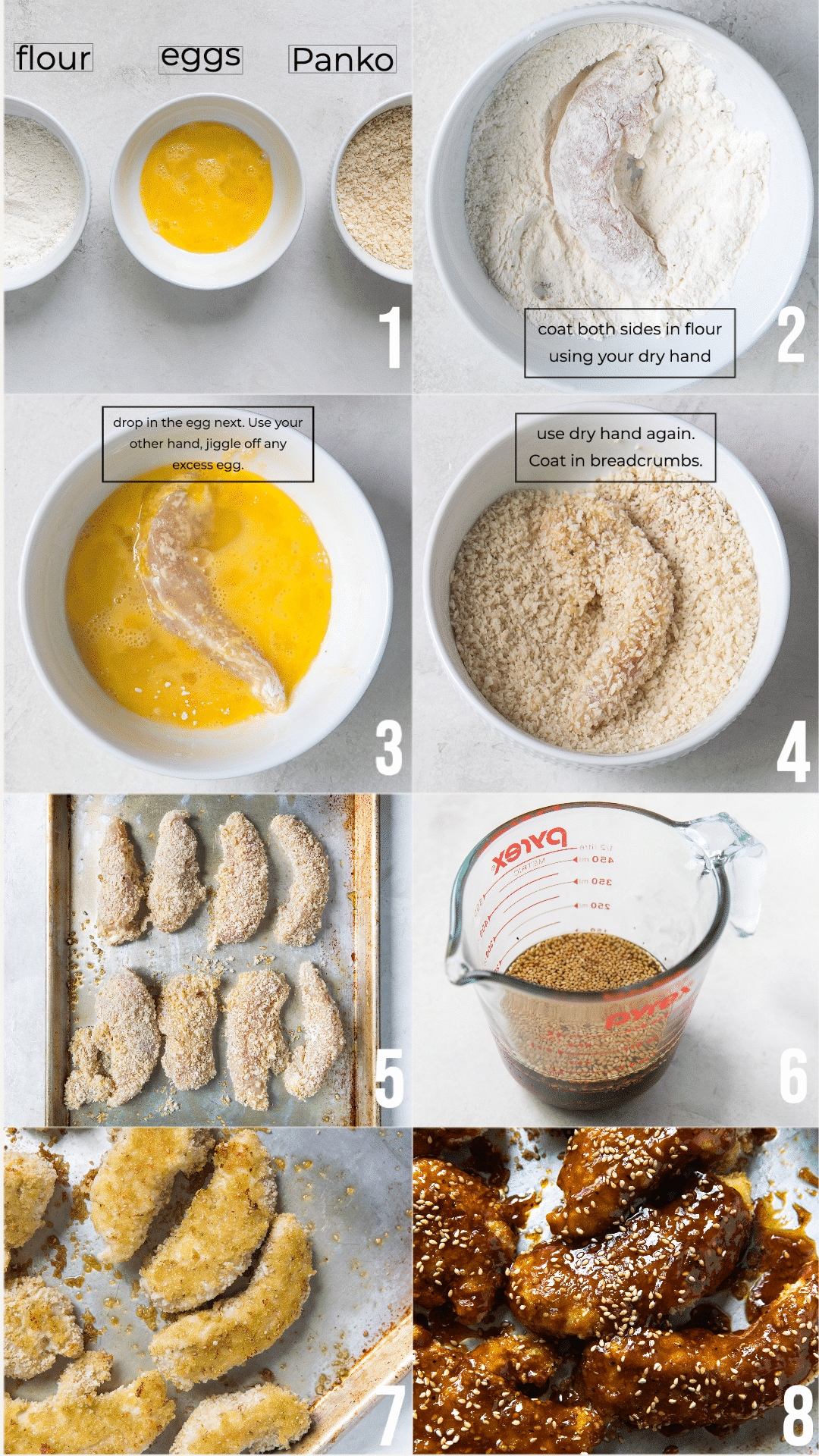 step by step photos on how to make crispy sesame chicken