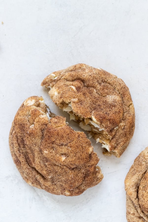 freshly baked giant snickerdoodle cookie
