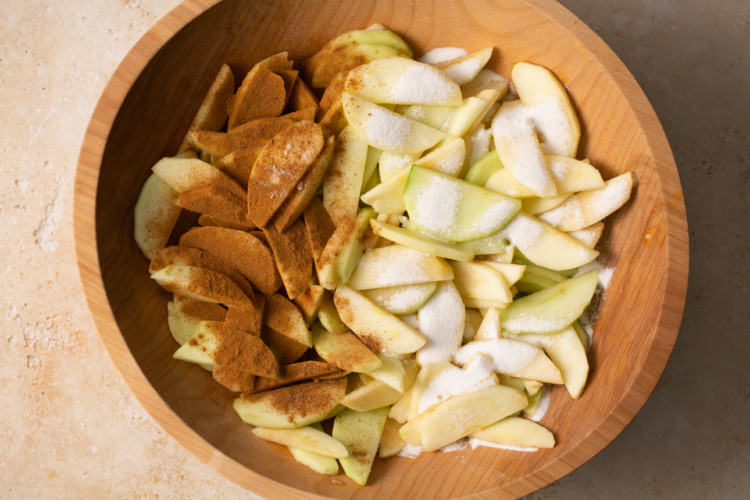 sliced apples with spices