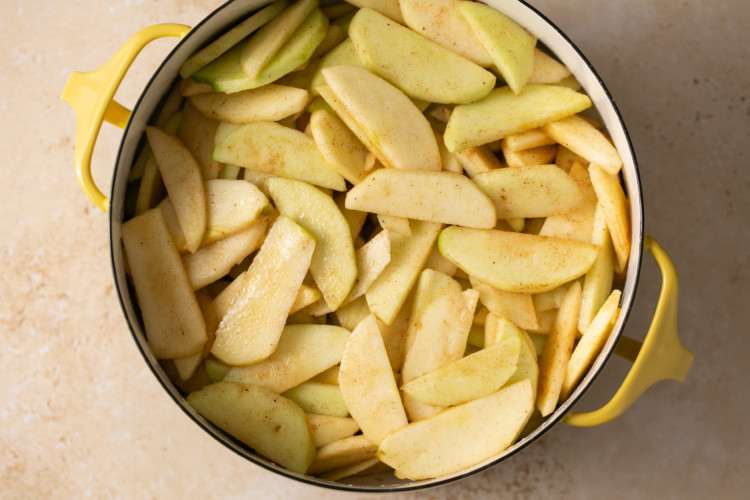 sliced apples in a silver bowl