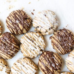 oatmeal raisin cookies with glaze on top