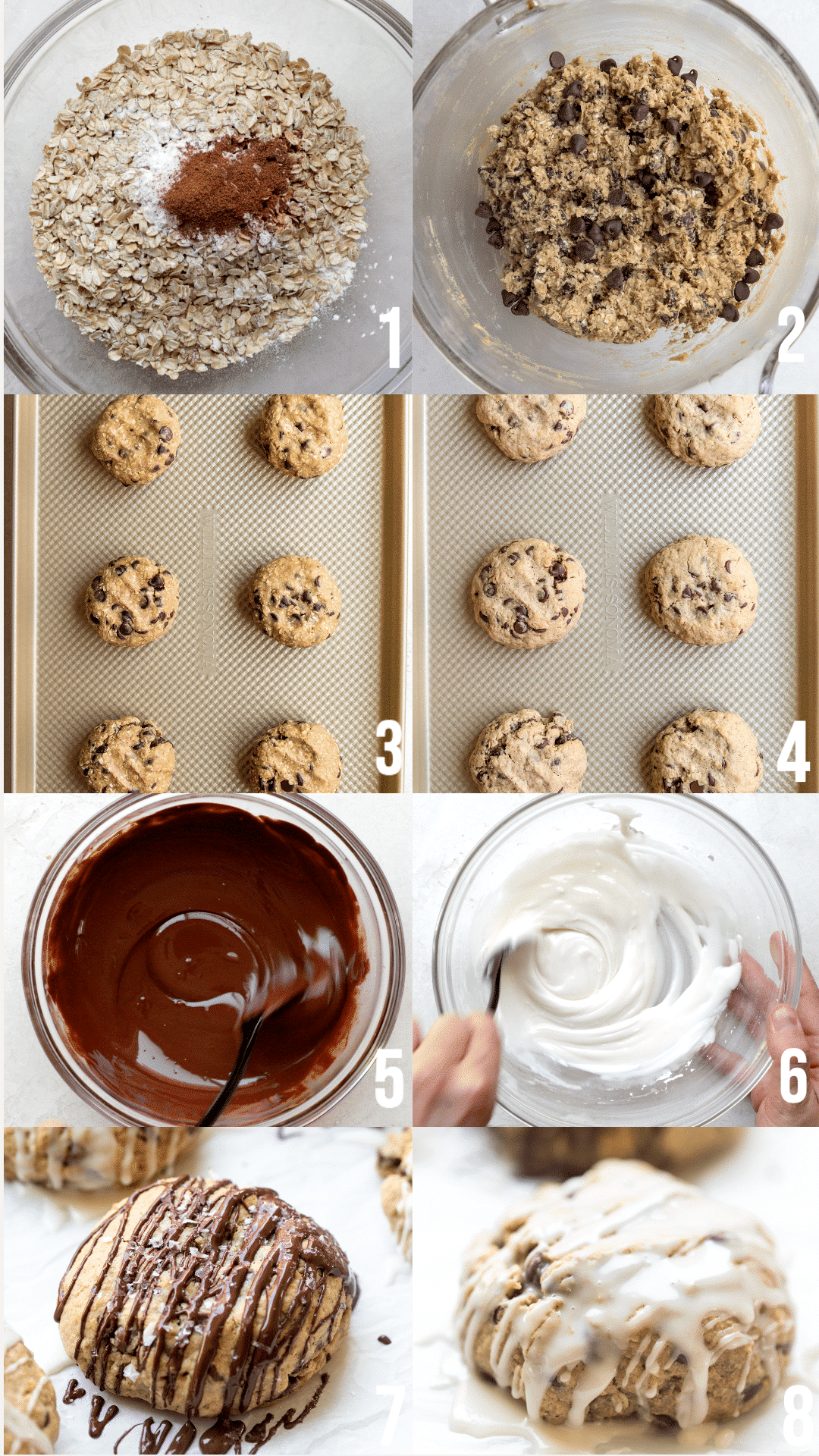 step by step photos of how to make chewy oatmeal chocolate chip cookies 