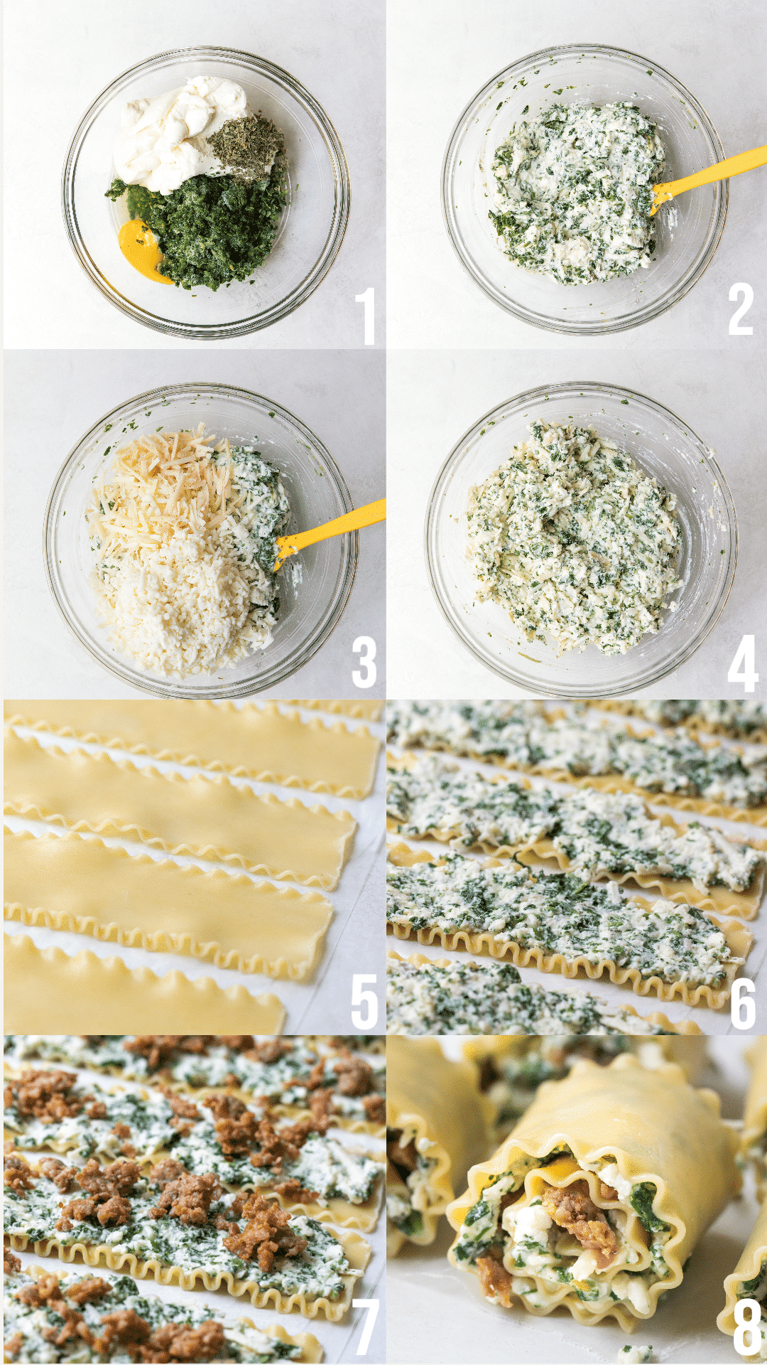 step by step photos of how to make lasagna roll ups