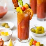 a spicy bloody mary in a glass