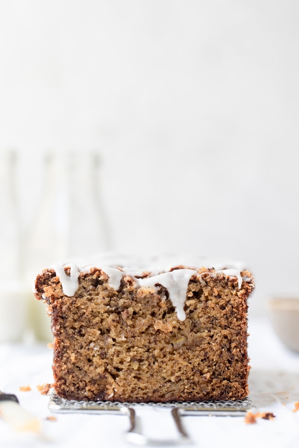 banana bread with frosting on top